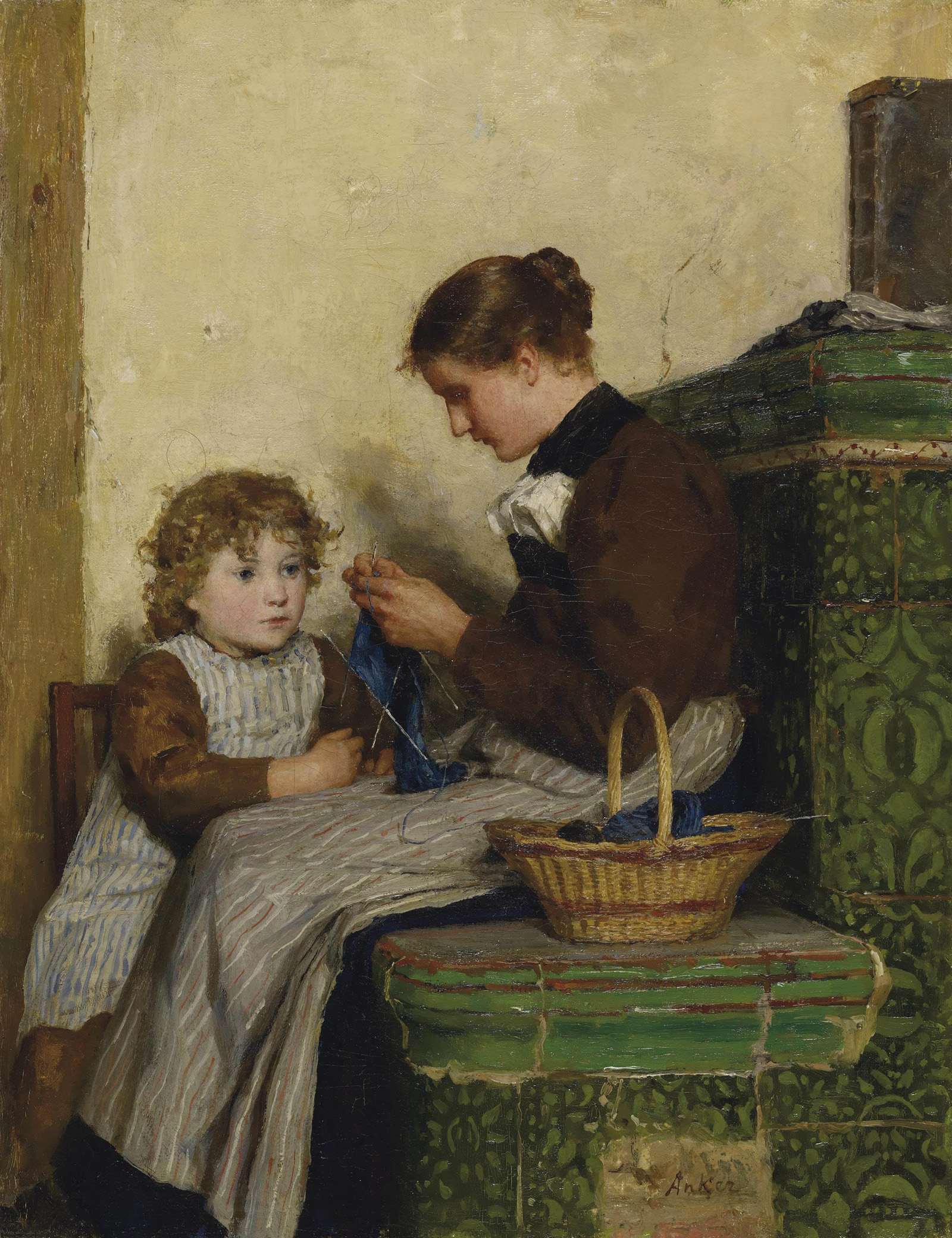 bertha gugger with daughter by Albert Samuel Anker